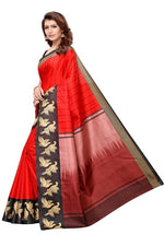 Womens Khadi Kalamkari Printed Saree With Blouse