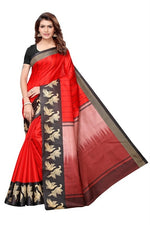 Womens Khadi Kalamkari Printed Saree With Blouse