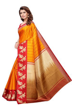 Womens Khadi Kalamkari Printed Saree With Blouse