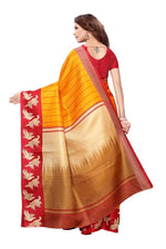 Womens Khadi Kalamkari Printed Saree With Blouse