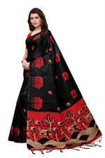 Womens Khadi Kalamkari Printed Saree With Blouse