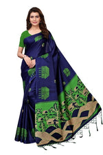 Womens Khadi Kalamkari Printed Saree With Blouse