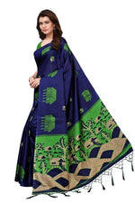 Womens Khadi Kalamkari Printed Saree With Blouse