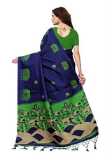 Womens Khadi Kalamkari Printed Saree With Blouse