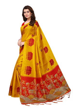 Womens Khadi Kalamkari Printed Saree With Blouse
