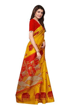 Womens Khadi Kalamkari Printed Saree With Blouse
