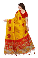 Womens Khadi Kalamkari Printed Saree With Blouse