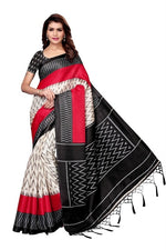 Khadi Kalamkari Silk Black Saree in printed pattern With Blouse
