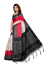 Khadi Kalamkari Silk Black Saree in printed pattern With Blouse