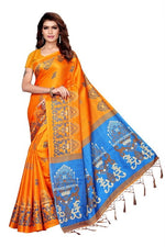 Womens Khadi Kalamkari Printed Saree With Blouse