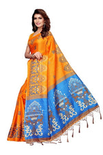 Womens Khadi Kalamkari Printed Saree With Blouse