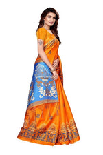 Womens Khadi Kalamkari Printed Saree With Blouse