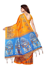Womens Khadi Kalamkari Printed Saree With Blouse
