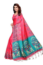 Womens Khadi Kalamkari Printed Saree With Blouse