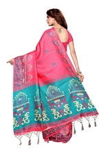 Womens Khadi Kalamkari Printed Saree With Blouse