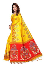 Womens Khadi Kalamkari Printed Saree With Blouse