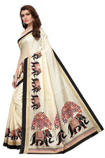 Womens Khadi Kalamkari Printed Saree With Blouse