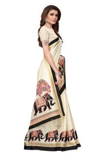 Womens Khadi Kalamkari Printed Saree With Blouse