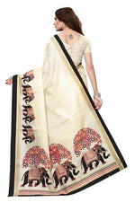 Womens Khadi Kalamkari Printed Saree With Blouse