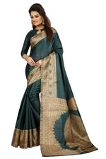 Womens Khadi Kalamkari Printed Saree With Blouse