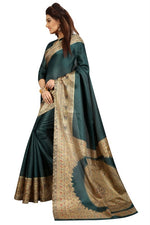 Womens Khadi Kalamkari Printed Saree With Blouse