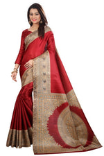 Womens Khadi Kalamkari Printed Saree With Blouse