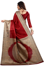 Womens Khadi Kalamkari Printed Saree With Blouse