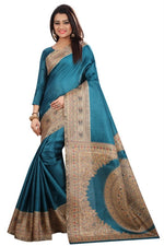 Womens Khadi Kalamkari Printed Saree With Blouse