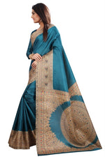 Womens Khadi Kalamkari Printed Saree With Blouse