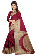 Womens Khadi Kalamkari Printed Saree With Blouse
