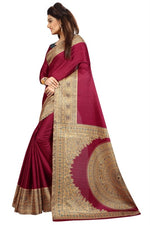 Womens Khadi Kalamkari Printed Saree With Blouse