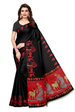 Womens Khadi Kalamkari Checks Saree With Blouse