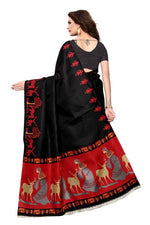 Womens Khadi Kalamkari Checks Saree With Blouse