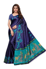 Womens Khadi Kalamkari Checks Saree With Blouse