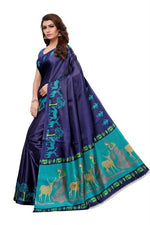 Womens Khadi Kalamkari Checks Saree With Blouse