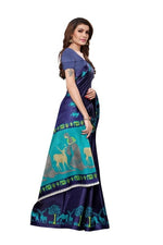 Womens Khadi Kalamkari Checks Saree With Blouse