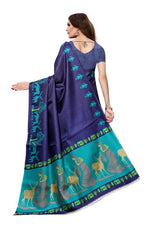 Womens Khadi Kalamkari Checks Saree With Blouse