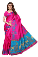 Womens Khadi Kalamkari Checks Saree With Blouse