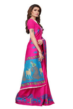Womens Khadi Kalamkari Checks Saree With Blouse