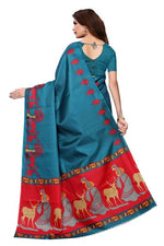 Womens Khadi Kalamkari Checks Saree With Blouse