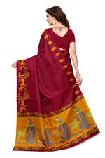 Womens Khadi Kalamkari Checks Saree With Blouse