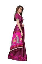 Womens Khadi Kalamkari Checks Saree With Blouse