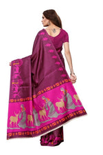 Womens Khadi Kalamkari Checks Saree With Blouse