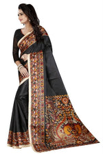 Womens Khadi Kalamkari Checks Saree With Blouse