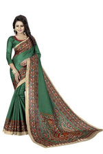 Womens Khadi Kalamkari Checks Saree With Blouse