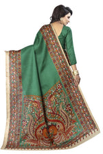 Womens Khadi Kalamkari Checks Saree With Blouse