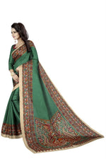 Womens Khadi Kalamkari Checks Saree With Blouse