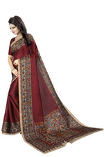 Womens Khadi Kalamkari Checks Saree With Blouse