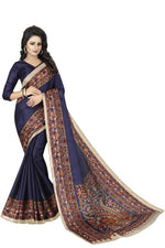 Womens Khadi Kalamkari Checks Saree With Blouse