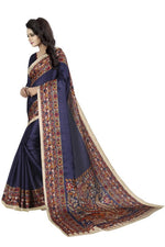 Womens Khadi Kalamkari Checks Saree With Blouse